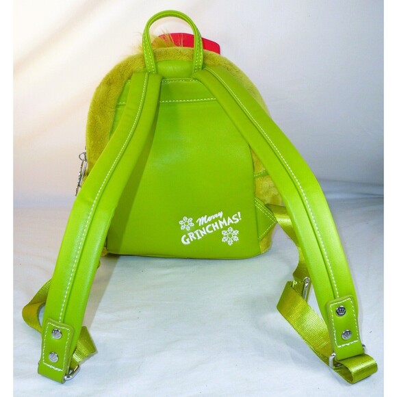 Loungefly Grinch Santa Hat Christmas Cosplay Plush Backpack Removable Hat RARE